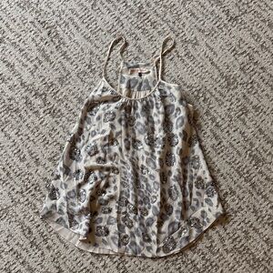 Beaded Leopard Print Spaghetti Strap Tank Top - Neutral